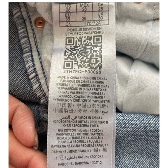 Guess Ultra High Waist Distressed Denim Blue Shorts 28 Distressed With Stretch - Picture 13 of 13